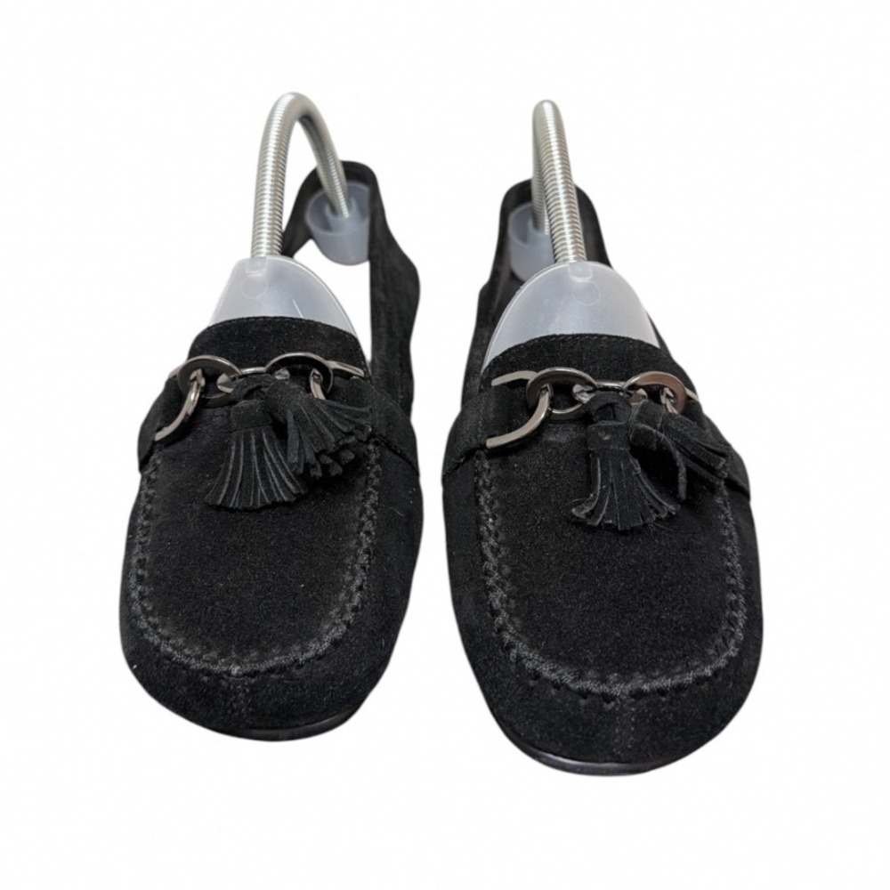Aerosoles Stitch N Turn Loafers Womens 9 Black Suede Tassel Chain Flats